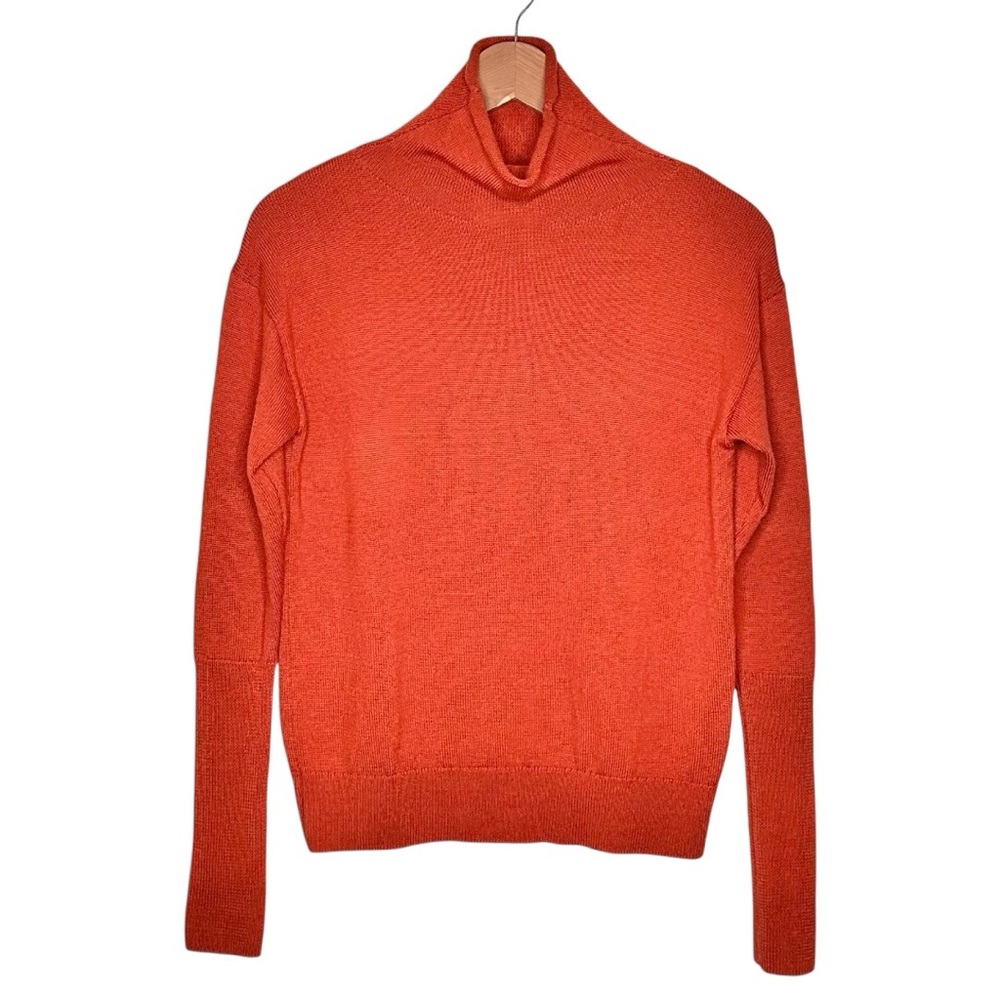 Aritzia Wilfred Merino Wool Mockneck Sweater Size XS Fits XXS Rust Orange